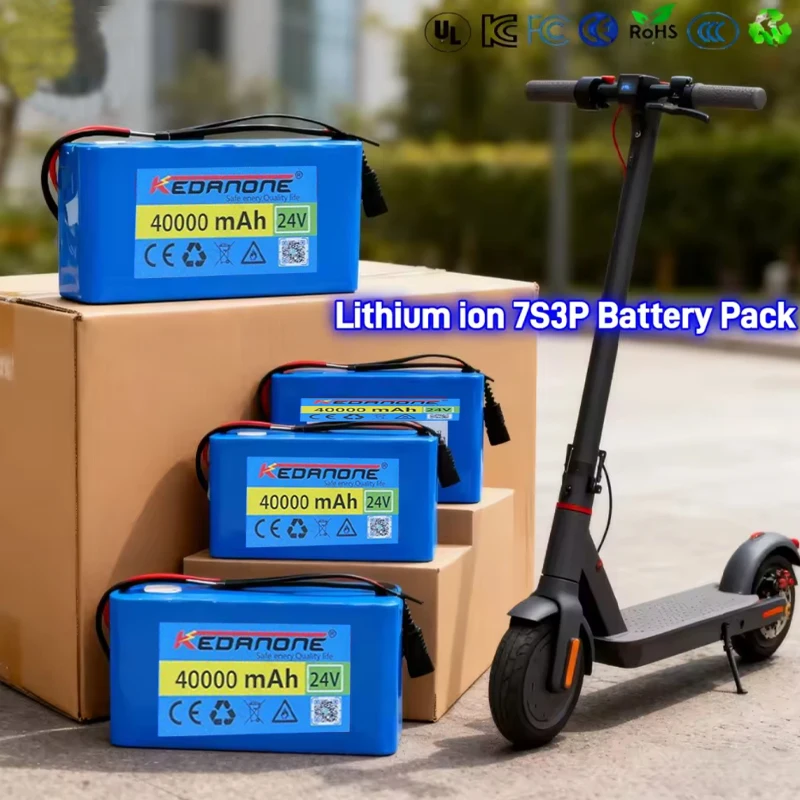 Pacco batterie al litio 7S3P 24V 40Ah 18650 con caricabatterie 29,4V 2A per sedia a rotelle elettrica, scooter per la mobilità, alimentazione di riserva