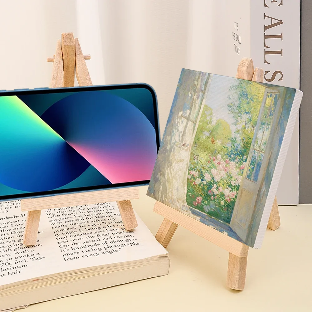 1/2/4PCS Mini Canvas And Easels Set Wooden Foldable Stand Desktop Mobile Phones Holder For Painting Arts Crafts Display Bracket