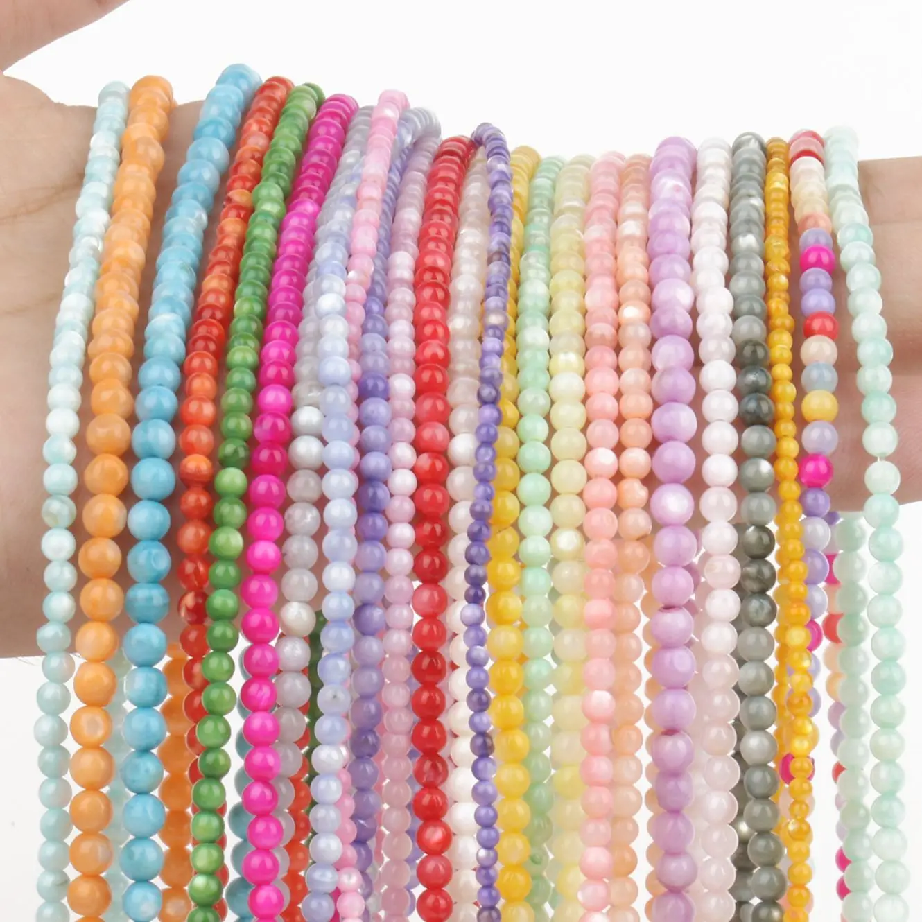 Natural Colorful Shell beads Round Shape Mother of pearl loose beads for Jewelry Making DIY bracelet necklace Accessories