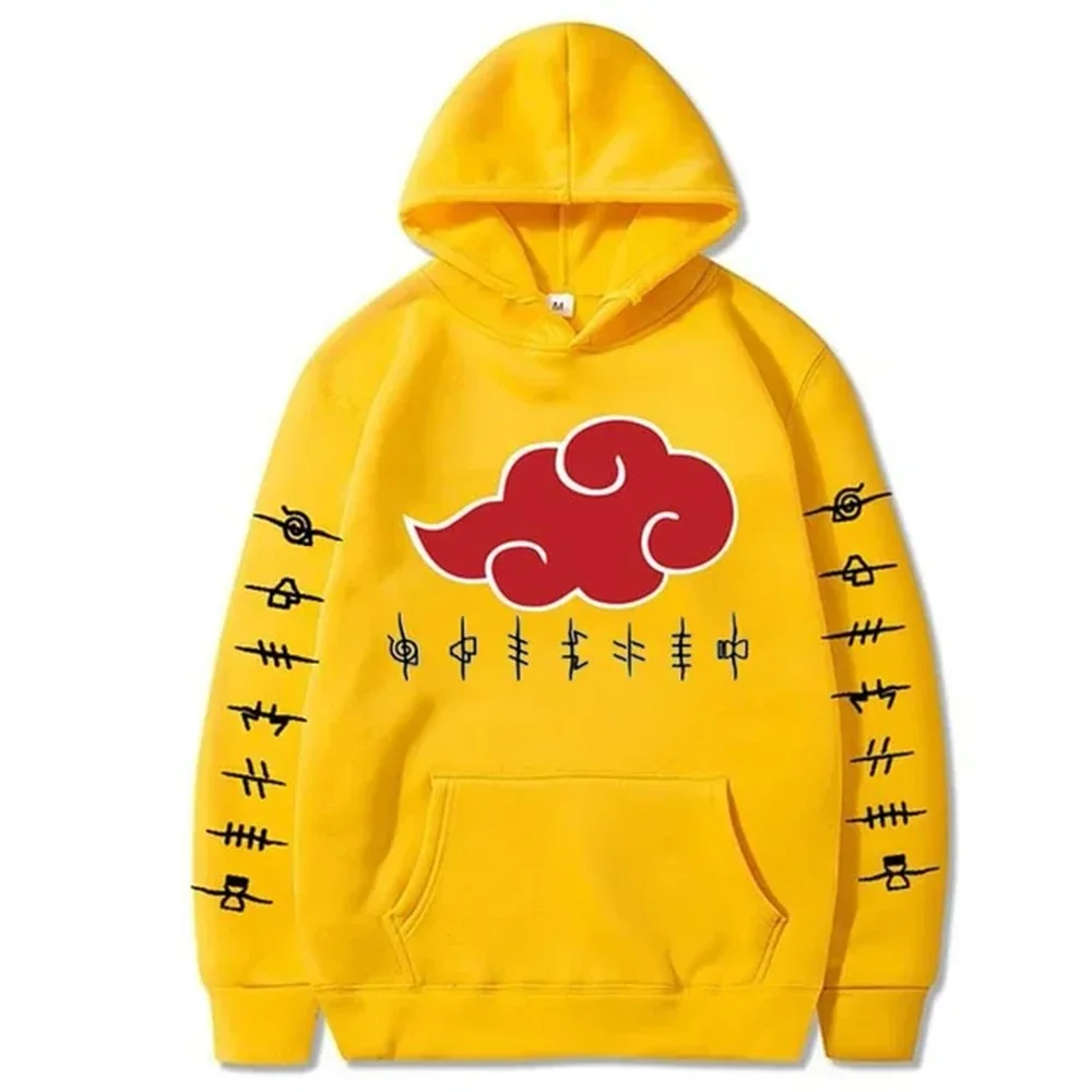 Men's Akatsuki Cloud Cartoon Print Hoodie, Casual Pullover, Sports Tops, Hip Hop, Autumn, Winter, Suitable for Men and Women