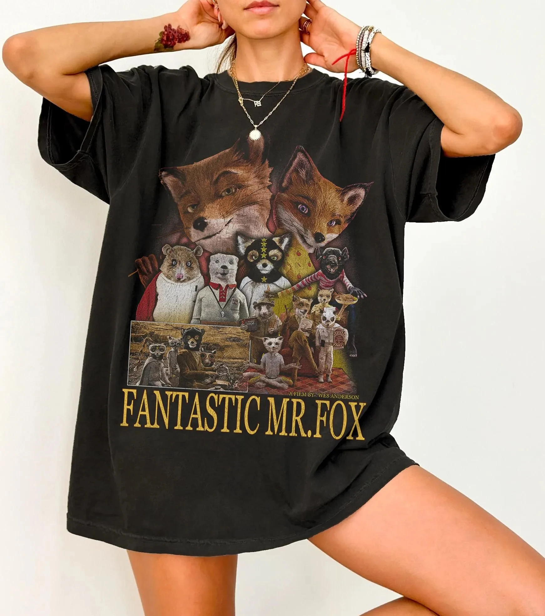 Fantástico película Mr Fox Wes Anderson Roald Dahl Mr Fox Wes Anderson camiseta de película Vintage camisetas películas