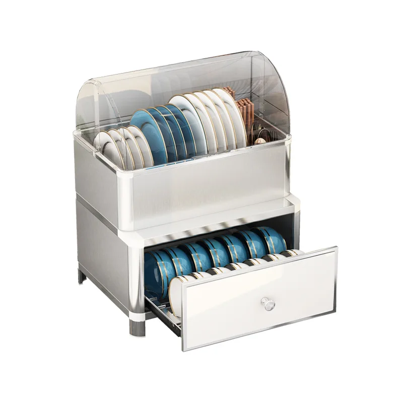 Kitchen rack with lid, bowl  x, dish storag cupboard, bowl rack, chopstick storage  , drain cupboard.