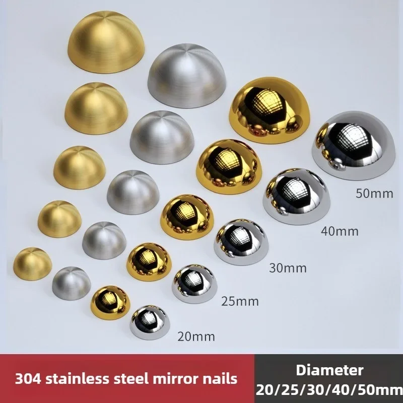 Luxury 4Sets 304 Stainless Steel Hemisphere Advertisement Nails Acrylic Glass Mirror Nails Screw Villa Gate Door Decorative Caps