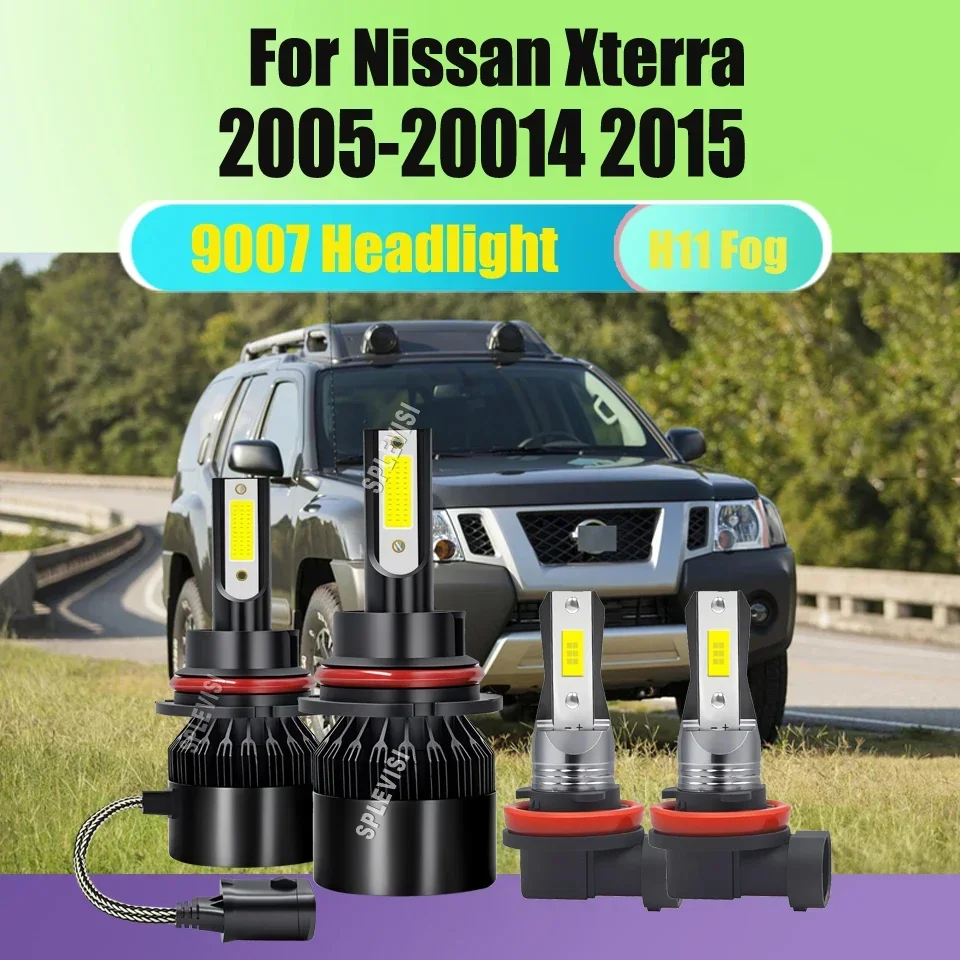 9007/HB5 H11 LED Headlight Foglamps Replacement Set For Nissan Xterra 2005 2006 2007 2008 2009 2010 2011 2012 2013 2014 2015