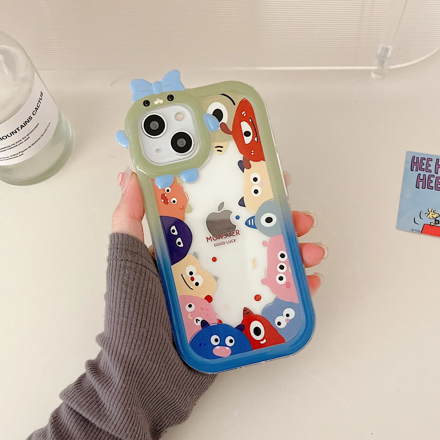 Cartoon Monster Collectie Telefoon Hoesje Voor Iphone 16 15 14 13 12 11 7 8 6 X Xr Xs Plus Pro Max Monster Lens Zachte Siliconen Hoes