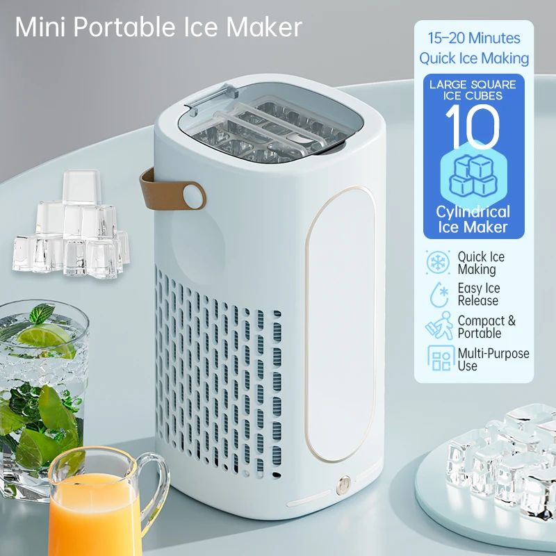 Compact Countertop Ice Maker, Portable Automatic Ice Cube Machine for Home Dorm Office Camping Car Use