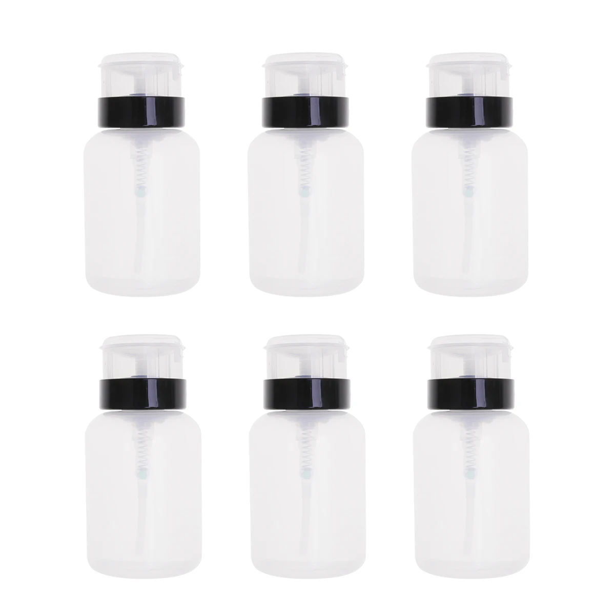 6 Pcs Nail Remover Pump Bottle Reusable Plastic Dispenser for Liquid Nail Polish Remover Alcohol Custom Gel Bottle Manicure Tool