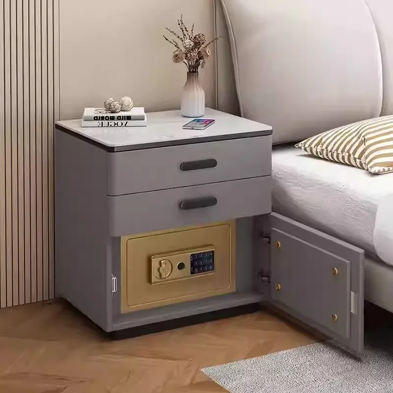Solid Wood Smart Bedside Table Safe Integrated Simple Modern Multifunctional Anti Theft Storage Cabinet