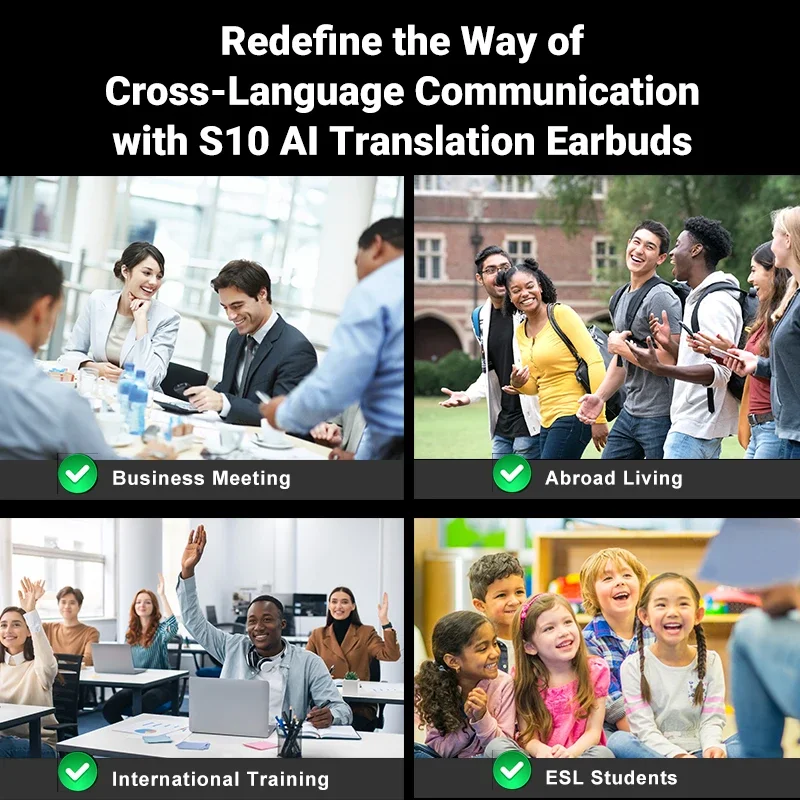 Portatile Wireless Smart Translator auricolare istantaneo bidirezionale Voice Ai Translation Eabud