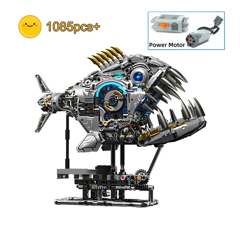 

2025 Mechanical Piranha Building Blocks Set Marine Animal Model DIY Educational Toy for Kids Birthday Christmas Gifts 1085pcs
