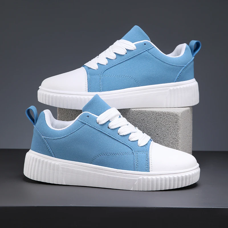 

Hot Simple Blue Men's Platform Shoes Comfortable Low-Cut Casual Sneakers Man Lightweight Wear-Resistant Women Skateboard Shoes