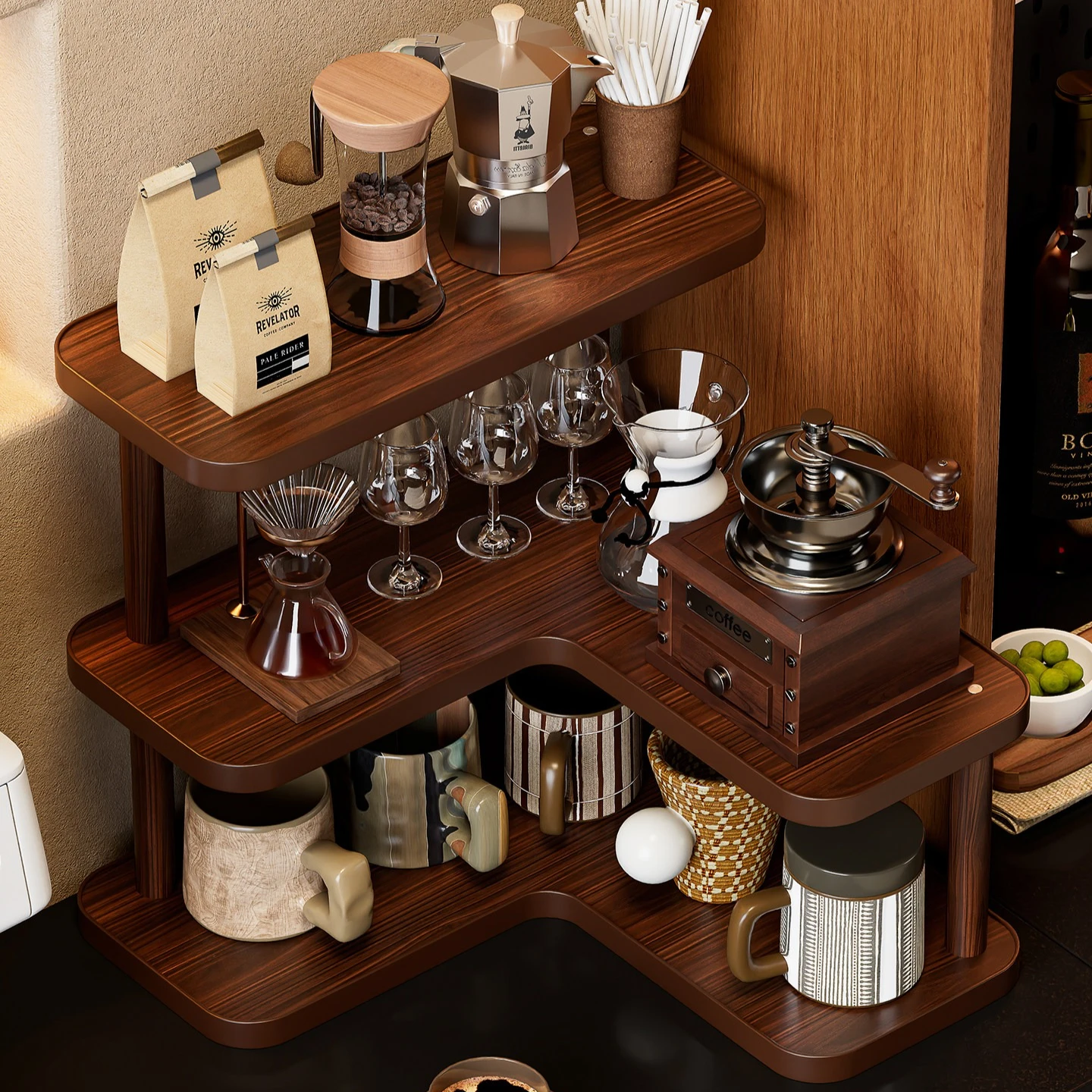 Desktop Corner Storage Rack Multi Layer Cup Tea Organizer Coffee Station Holder For Household Kitchen Counter Display Shelf New