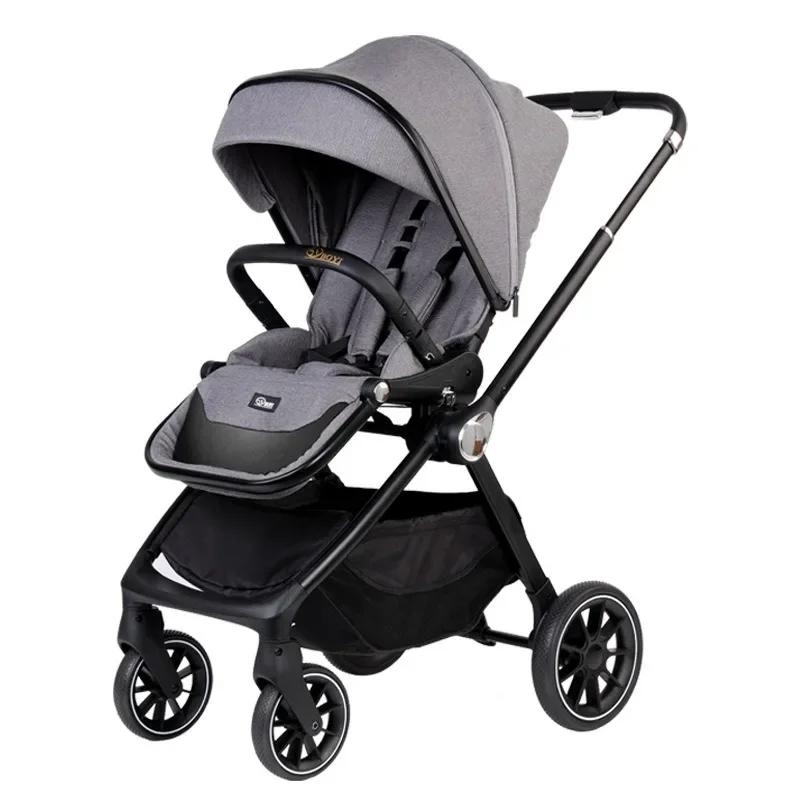 High View Stroller para bebê recém-nascido, pode sentar e deitar-se e Dobrar, levemente