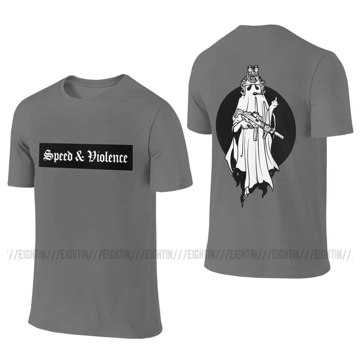 Camiseta de manga curta com os dois lados para os homens, feita de algodão puro, design dianteiro e traseiro, ideia do presente