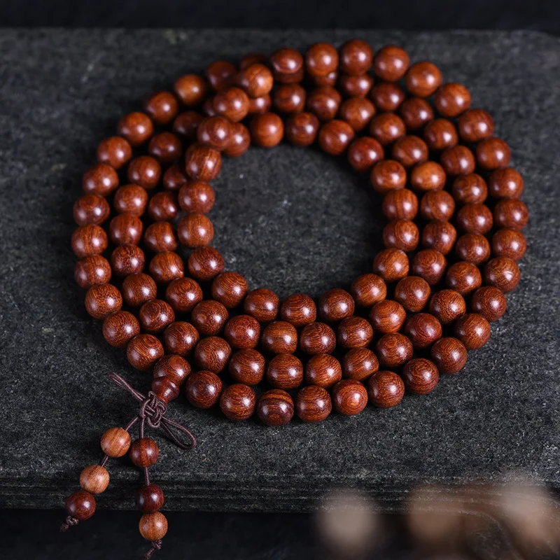

Премиальный южноамериканский браслет из красного сандалового дерева, молитвенный браслет из бисера, прямое зерно, 108 бусин, модные коллекционные украшения унисекс