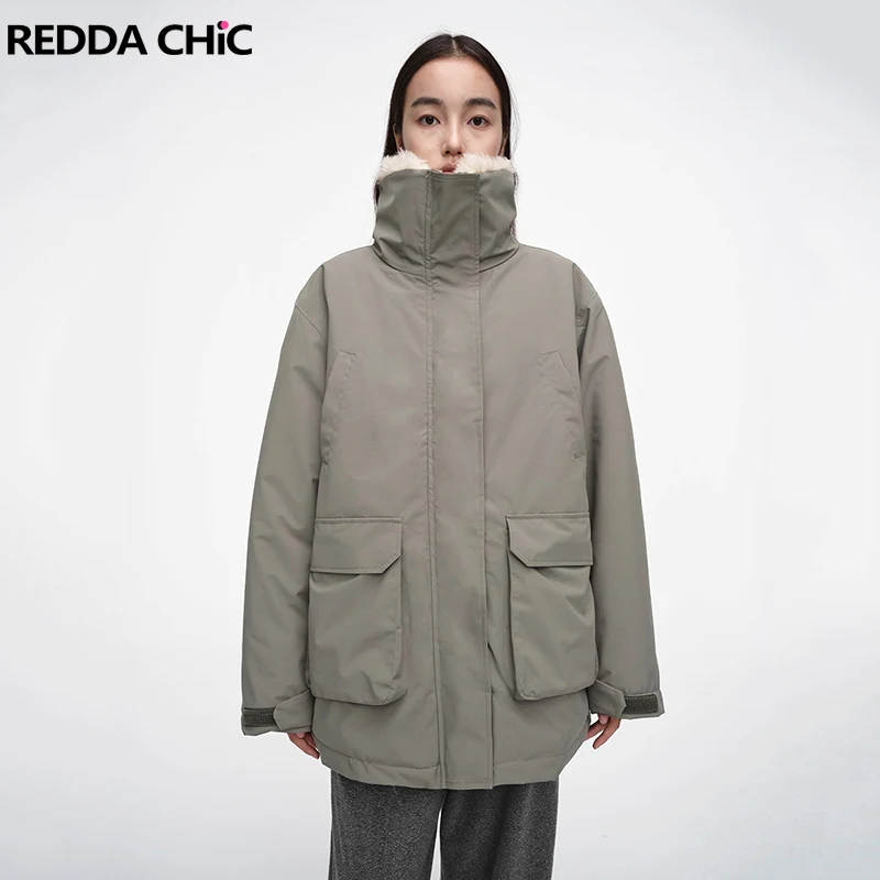 

REDDACHiC Women's Bomber Jacket with Fleece Inner Big Pockets Warm Windproof Oversized Winter Coat Snow Outdoor Hiking Outerwear