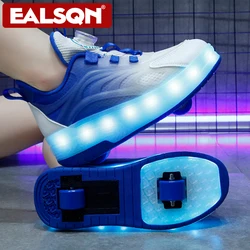 Scarpe da ginnastica per bambini scarpe da ginnastica per ragazzi e ragazze ruote luminose a Led scarpe da Skate a rotelle per esterni Parkour sport ricarica USB scarpa Casual incandescente