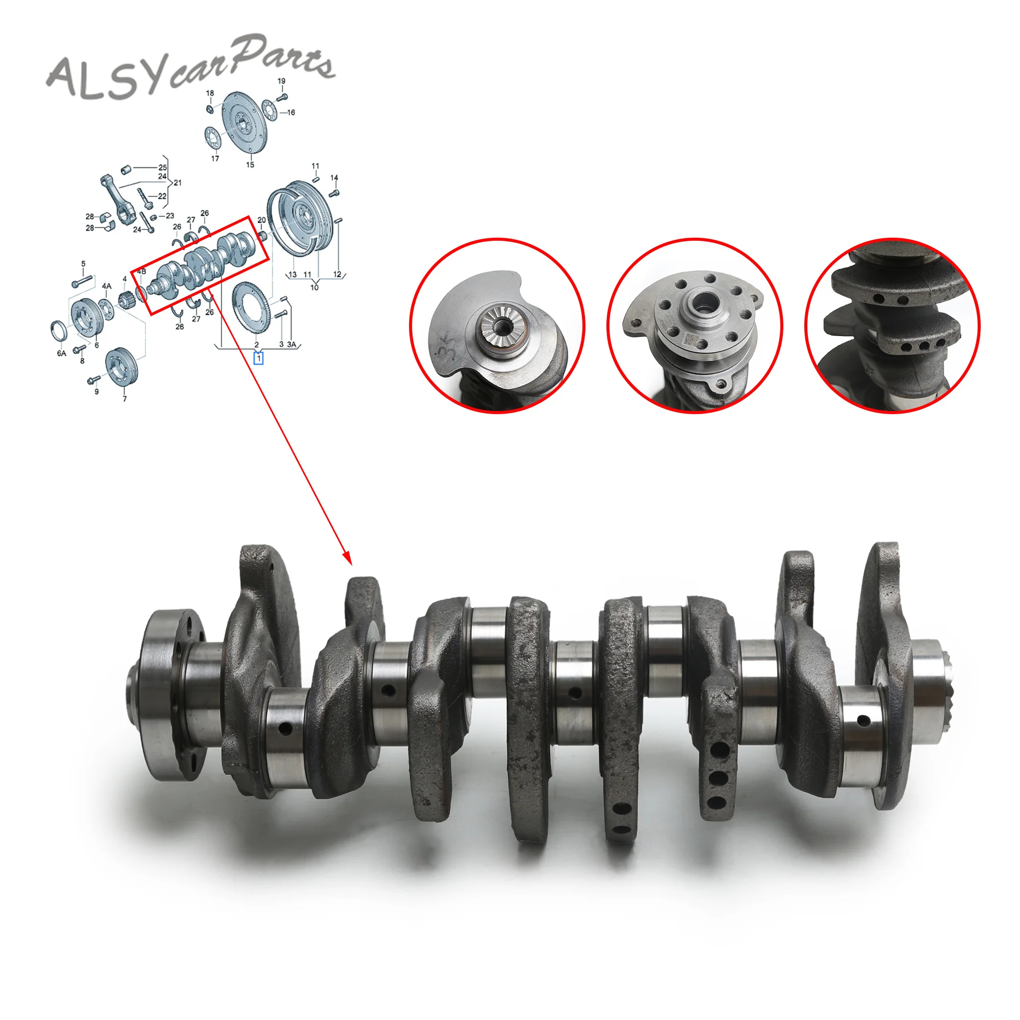 

Коленчатый вал двигателя YIMIAOMO OEM 06H 105 M для Audi A6, Q3, Q5, TT, VW Jetta, Golf, Passat 2,0 TFSI, CCZA, CAWB 06H105021M