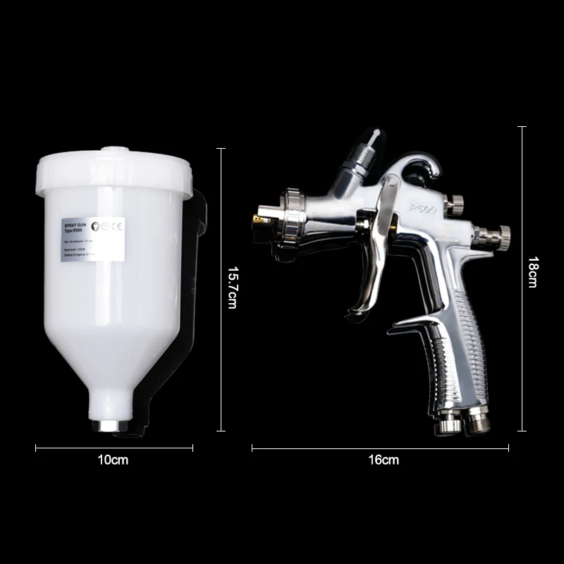 RONGPENG Finishing Paint Gun Automotive Spray Airbrush Water Based Oil Pneumatic Tool R500 1.3/1.4/1.5/1.7/2.0mm Nozzle Kit