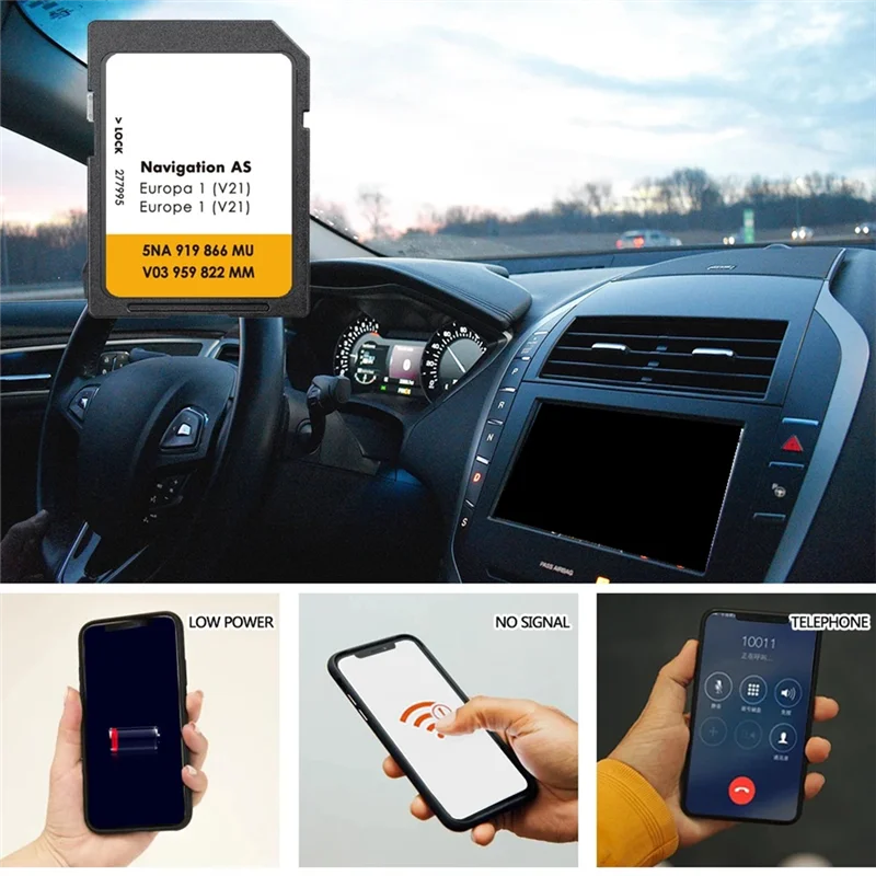 بطاقة الملاحة بطاقة SD VW Discover Media 2025 Sat Nav AS V21 خريطة المملكة المتحدة أوروبا 32GB-AB01 #3