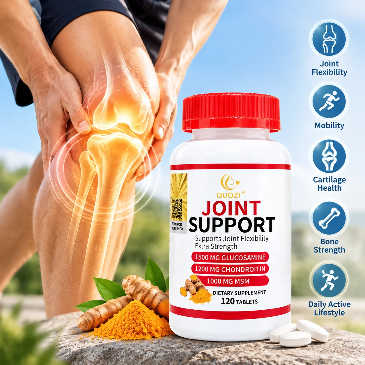 Joint Support Tablets Joint Flexibility Mobility Cartilage Health Bone Strength Knee Comfort Daily Active Lifestyle 120 Tablets