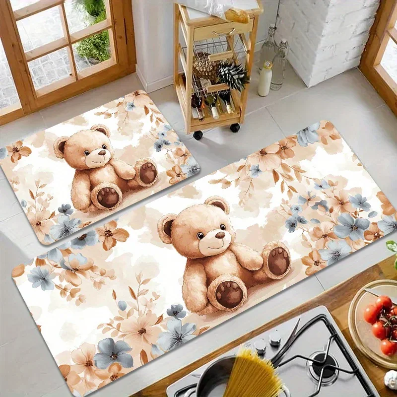 Charming Bear Pattern Bathroom Non-silp Doormat Suitable for Livingroom Entrance Decorative Accessories Pad Kitchen Bedroom Rugs