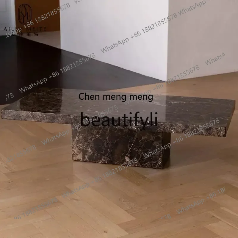 

182Q Italian light luxury natural marble coffee table living room designer high-end villa Nordic