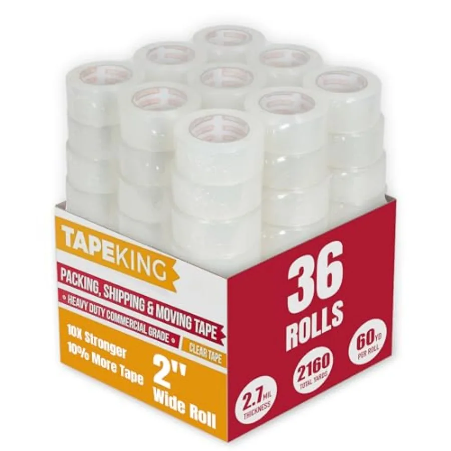 

Clear Packing Tape Rolls 60 Yards Per Roll Heavy Duty Packing Tape 2.7mil Strong Adhesive for Moving Boxes, Shipping Cartons, O