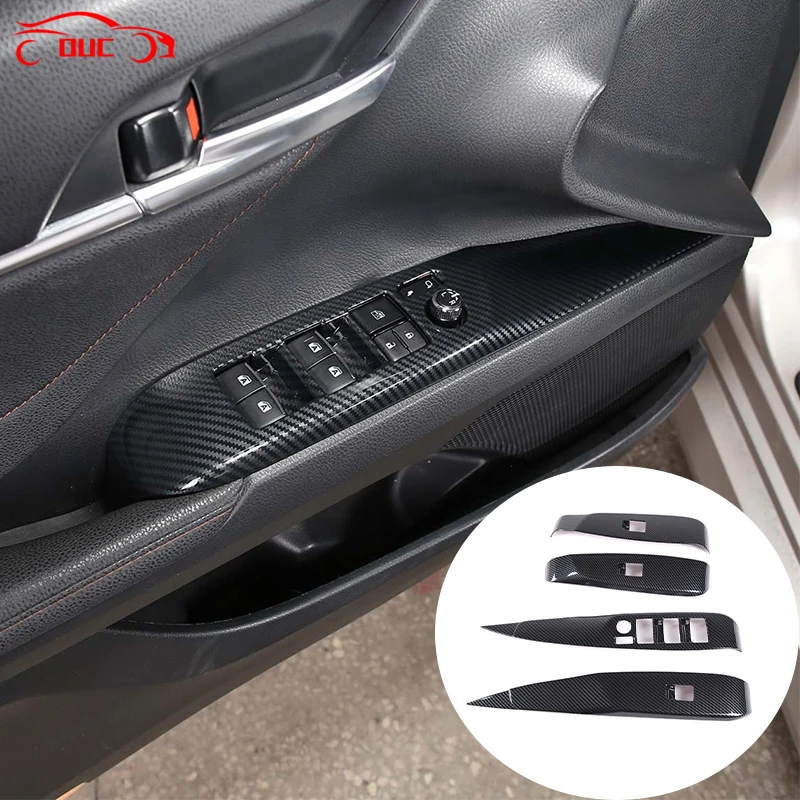 

Carbon Fiber Style For Toyota Camry 8th 2018-2021 Car Window Glass Lifting Switch Buttons Frame Decoration Cover Trim Accessorie