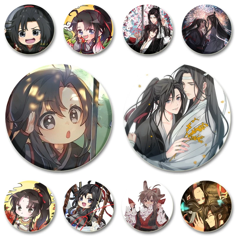 

Mo Dao Zu Shi Anime Badge Lan Wang Ji and Wei Wu Xian Cartoon Figure Brooches Cute Cosplay Exquisite Enamel Pins for Backpack