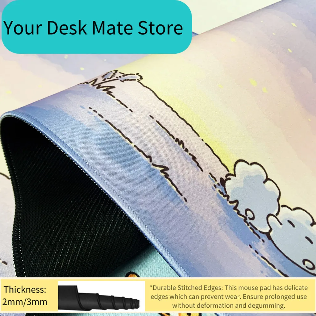 Kawaii Mouse Pad Anime Sunset Purple Rabbit Gaming Accessories Large Mouse Pad XXL Keyboard Aesthetics Desk Mat Pad for