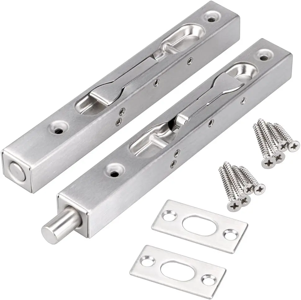 

2 Pack Door Flush Bolts 6 Inch Concealed Security Locks for French Doors with Stainless Steel Finish