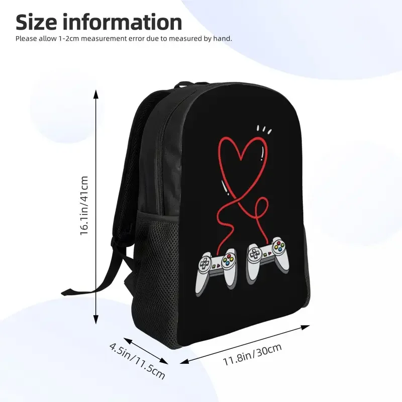 Benutzer definierte Nostalgie Gamer Controller Herz Rucksack für Frauen Männer College School Student Bücher tasche Videospiel Geek Gaming Taschen