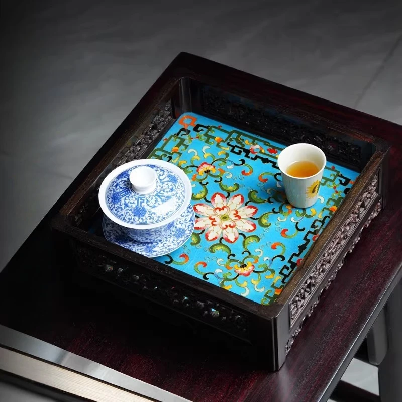 Tea set storage plate will be sent to the leader, Chinese-style solid wood tray, dry soaking table, mahogany plate.