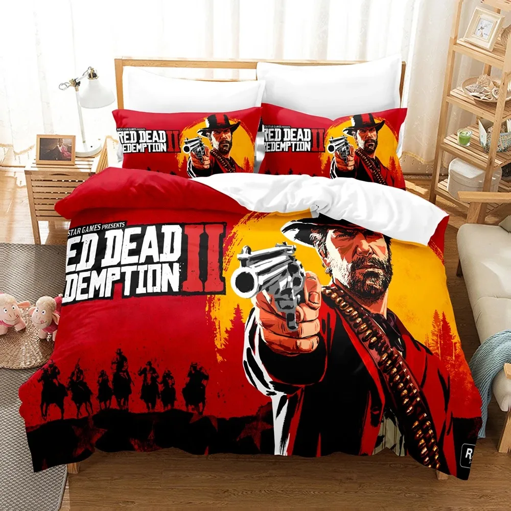 Duvet Cover Game New Fashion Design Bedding Set Red Dead Redemption Quilt Cover Pillowcase Girls Boys Adult Bedding