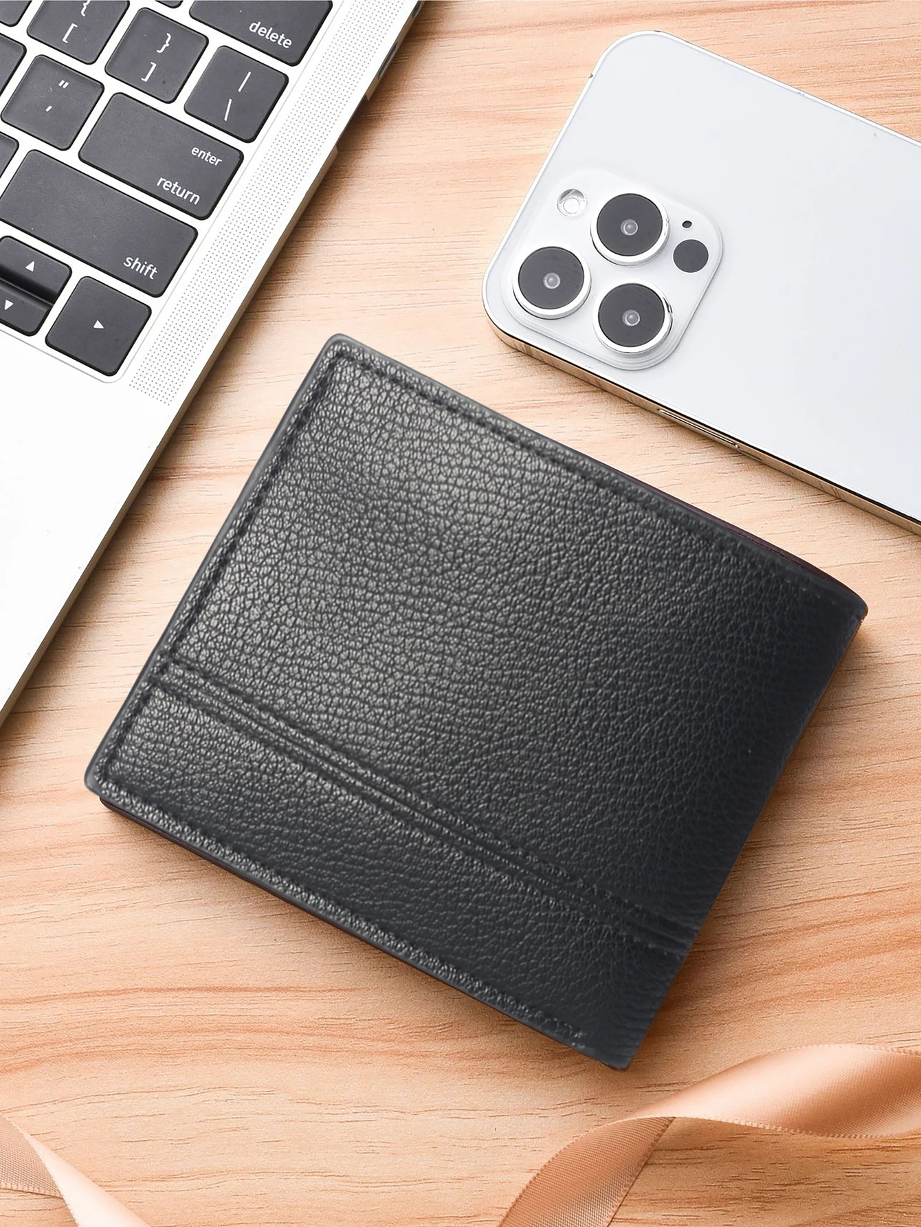 Men's Short Wallet, PU Leather Slim Minimalist Front Pocket Wallet with Built-in Zippered Coin Pocket, Multiple Card Slots