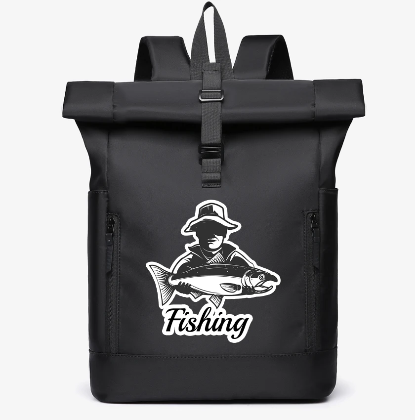 

Business Computer Bag Laptop Backpack Funny Fishing Pattern Print Commuter Travel Men School Bag Women College Student Rucksack