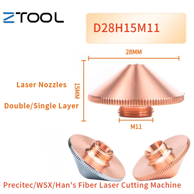 

Laser Cutting Nozzle Type A D28 M11 D32 M14 H15 Single/Double Layer Caliber 0.8-6.0 Raytools Precitec WSX Laser Cutting Machine