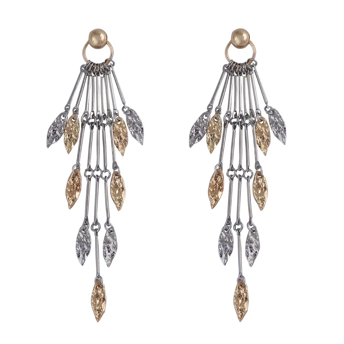 

ZAA Vintage Women Jewelry Trend Metal Leaf Tassel Dangling Earrings Personalized Prom Party Accessories Girl Punk Gifts