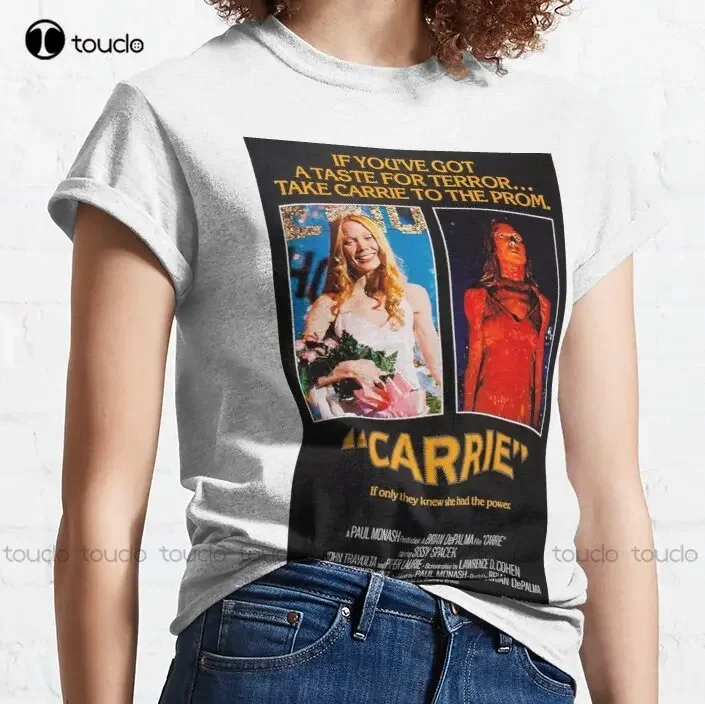 Carrie 1976 Classic Horror, 1976, Stephen King, Movie, Halloween T-Shirt Halloween Black Shirts Funny Art Streetwear Cartoon Tee