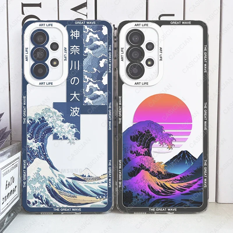 Case For Samsung Galaxy A52 A53 A54 S20 FE S21 Plus S22 S23 S24 Ultra The Great Wave Off Kanagawa Hokusai Art Aesthetic Cover