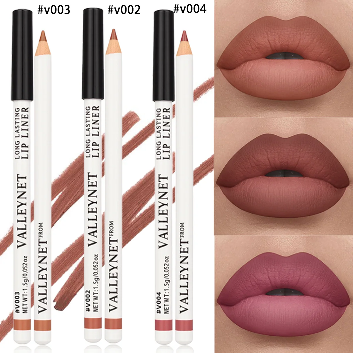 3pcs/set Lip Liner Eyeliner Set  Long Lasting Matte Waterproof Lipstick Lip Liner Women's Lip Makeup, Matte Lip Liner