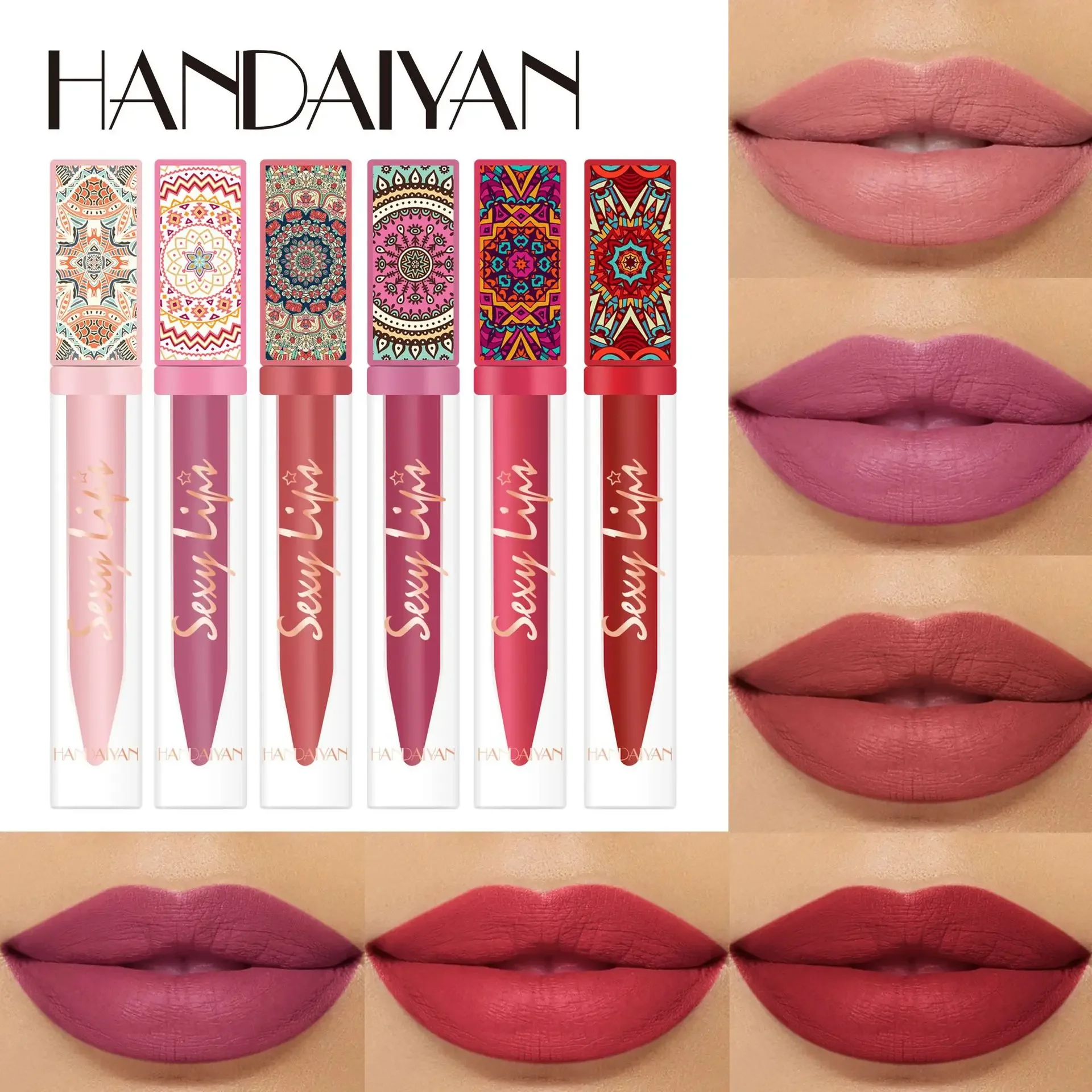 6 Colors Waterproof Matte Liquid Lipstick Velvet Clay Texture Bohemian Style Earth Tones Non-Stick Lasting Lip Gloss Makeup