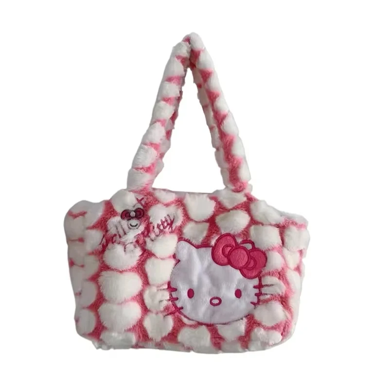 

Sanrio Plush Shoulder Bag for Women Girl Y2K Style Hello Kitty Designer Pink Kawaii Luxury Purses and Handbag
