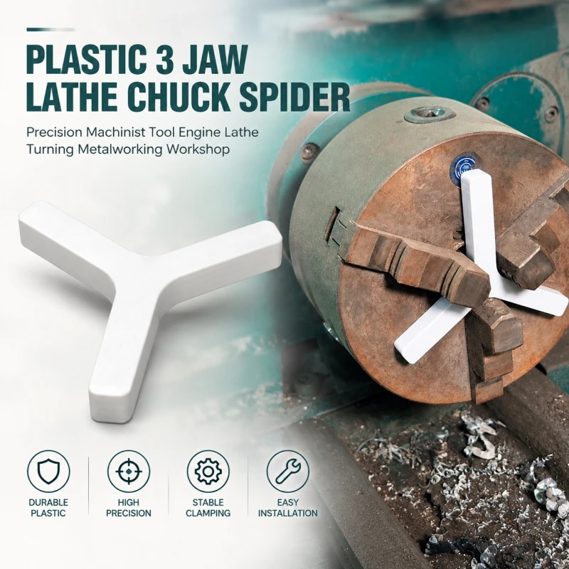 Plastic 3 Jaw Lathe Chuck Spider Precision Machinist Tool Engine Lathe Turning Metalworking Workshop