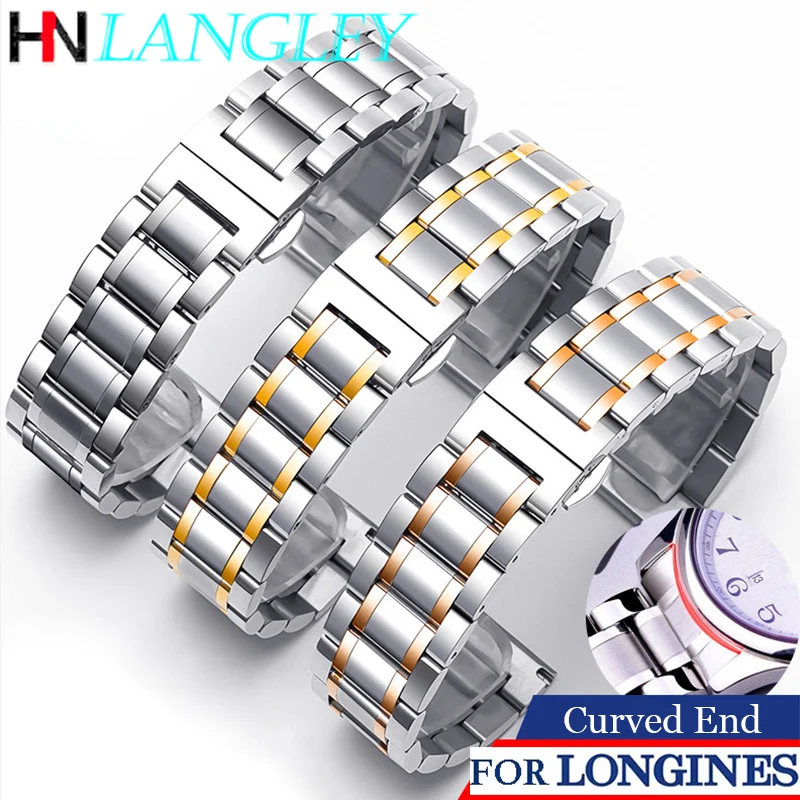 Watch Band For LONGINES WatchBand Stainless Steel Bracelet Original Master Crescent 12/13/14/15/16/17/18/19/20/21/22 mm Strap