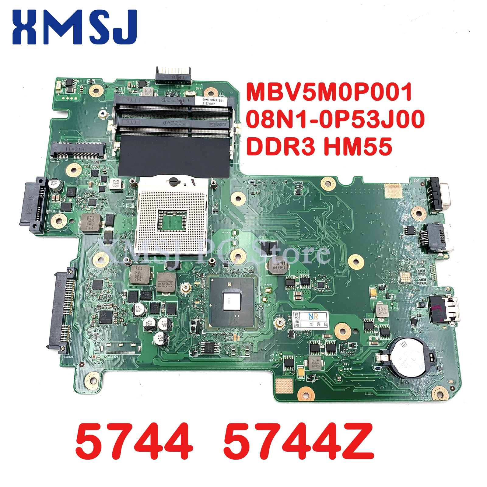 

For Acer TravelMate 5744 5744Z 08N1-0P53J00 BIC50 15.6" DDR3 MBV5M0P001 Laptop Motherboard HM55 Free CPU MAIN BOARD