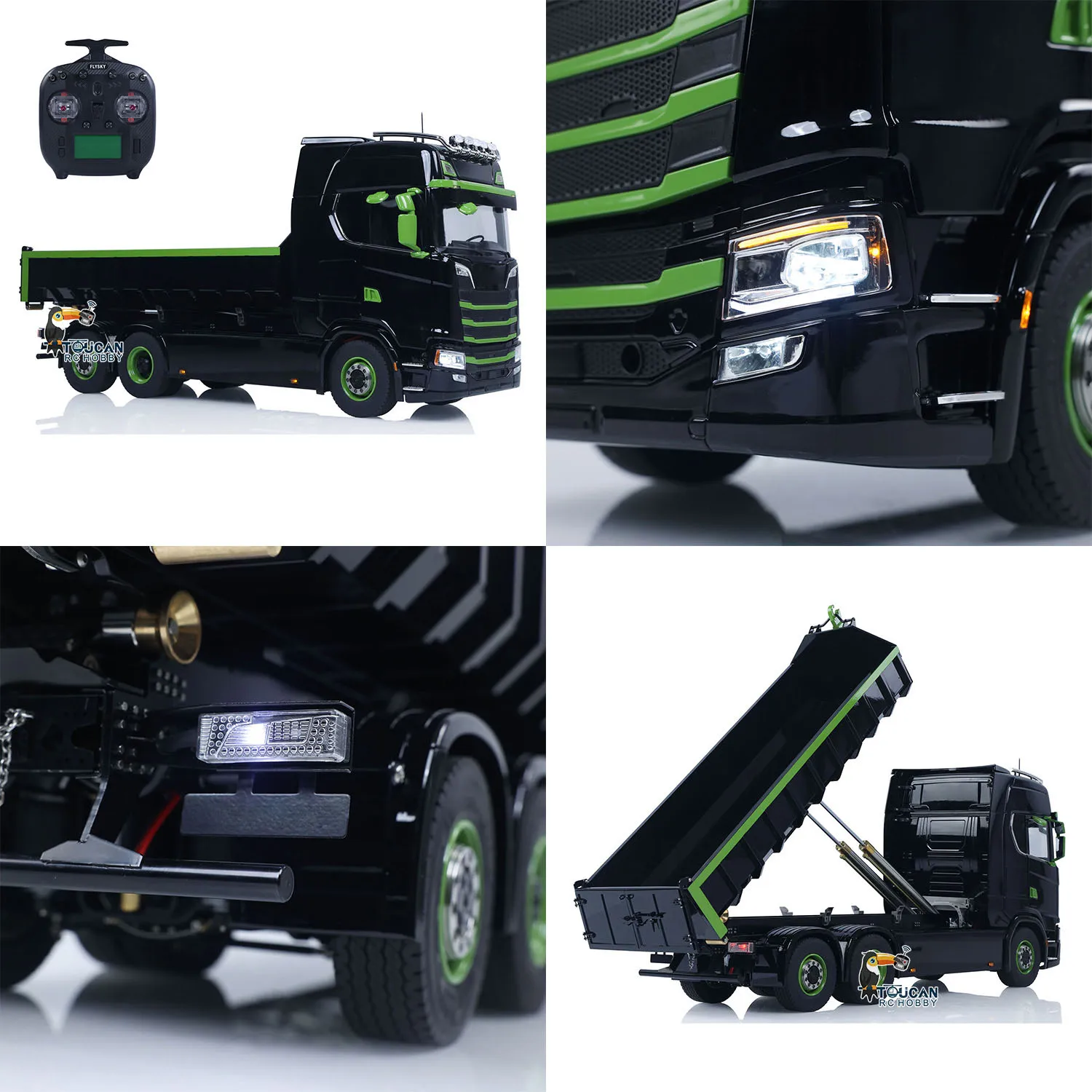 

RC Hydraulic Dump Truck Roll-on Full Tipper Dumper 6x6 1/14 Scale Car Assembled Painted 3-speed Transmission Light Sound TH23958