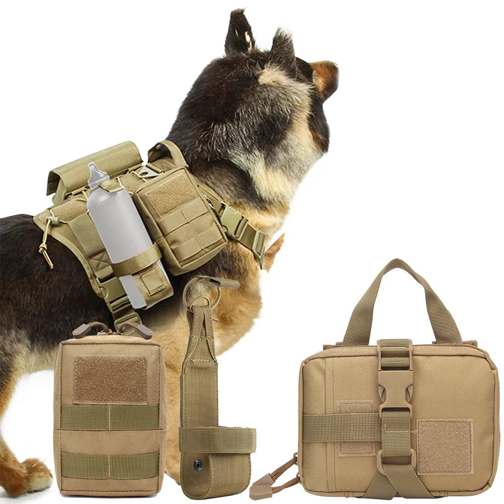 

3Pcs Dog Tactical Bags Molle Pouches Belt Set Attaching on Harness Sticker Military K9 Dogs Training Bags Vest Hunting Working