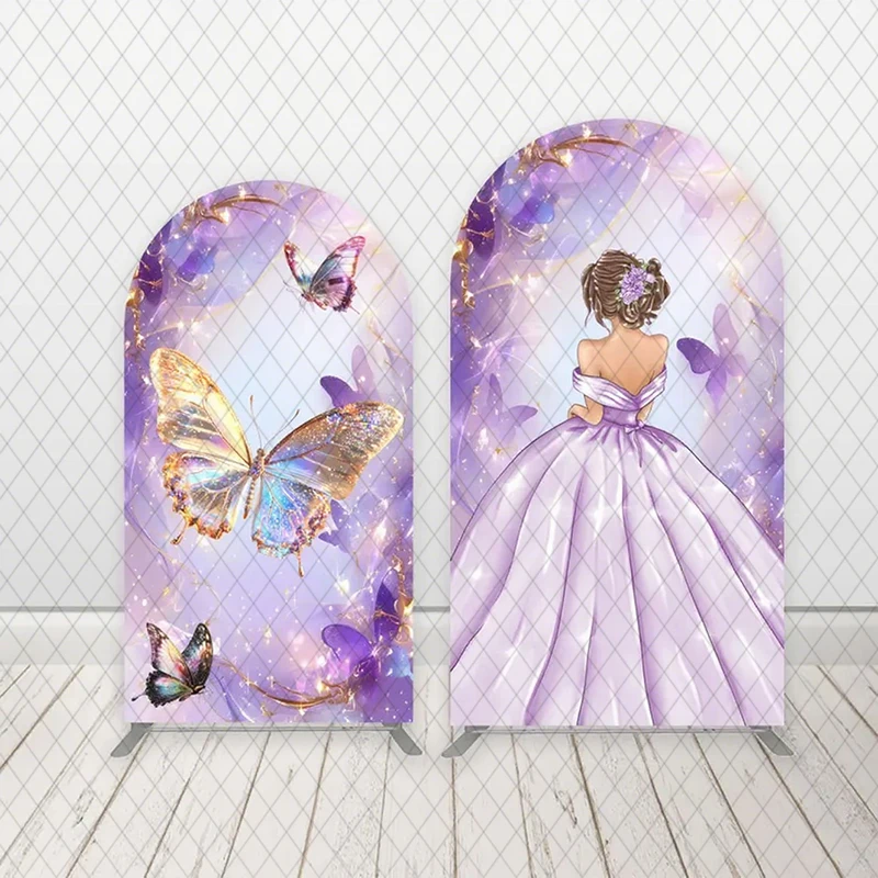 

LS Custom 2-Sided Quinceanera Princess Dress Sweet 15th Birthday Party Baby Shower Covers Chiara Arch Decor Backdrop Photo